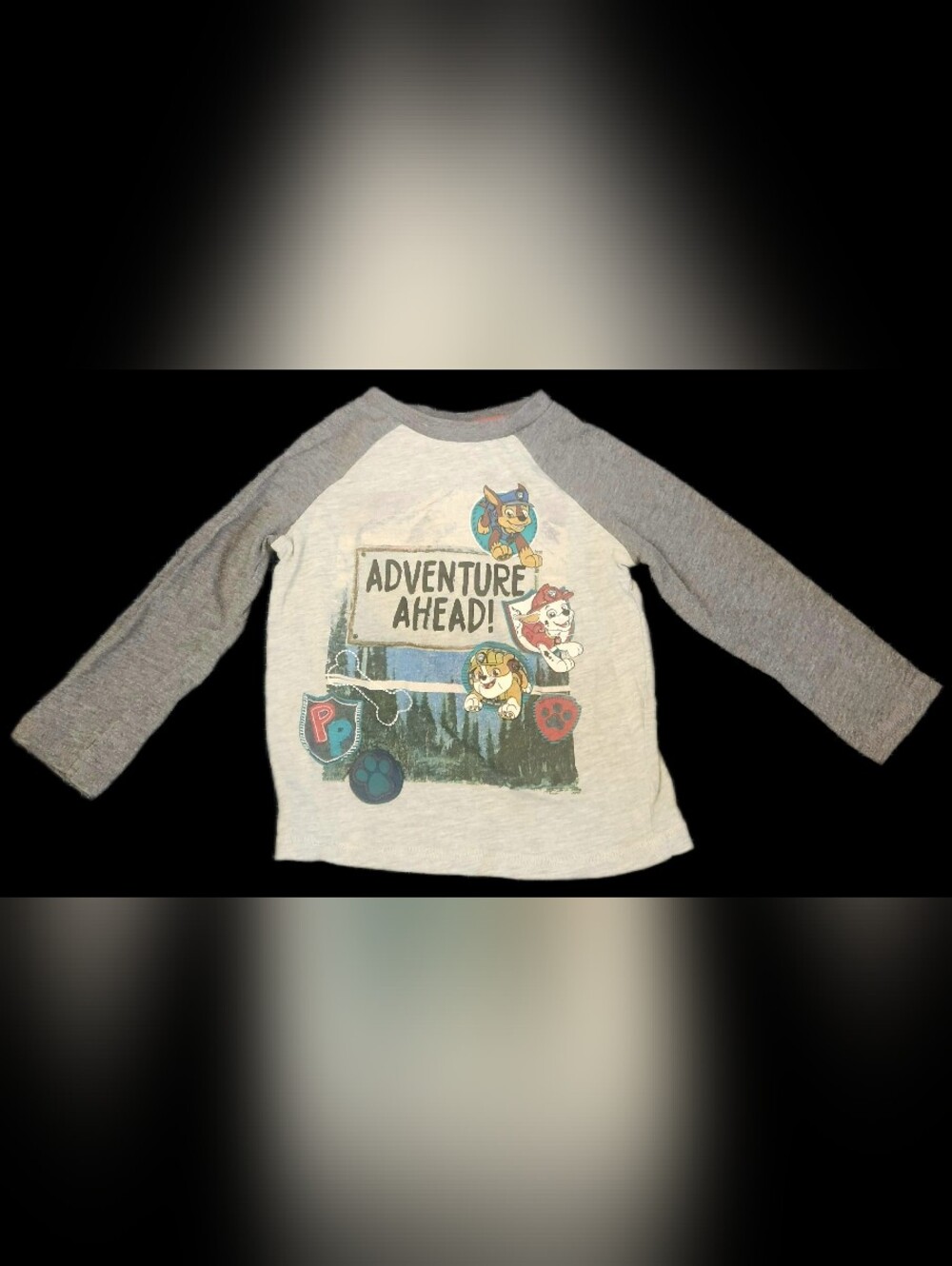 #KCB72 Paw Patrol "Adventure Ahead" Raglan Tee - Gray/White